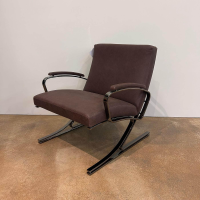 Walter Knoll - Sessel Berlin Chair Leder Vintage 65 1412 Chestnut Braun Gestell Schwarz Chrom Mit Kunststoffgleitern - 4