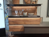 Musterring - Wohnwand MR Jana Lack Graphit Absetzung Spaltholz Eiche Altholz Inklusive LED Beleuchtung - 6