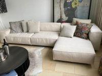 Living Divani - Corner sofa Neowall fabric Khali Top color 02 Beige Cream with 3 cushions - 5