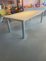 Bacher - Esstisch Platte Granit Bianco Kristall Grau Gestell Edelstahlrohr - 3