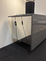 Acerbis - Sideboard Ludwig Plus Lack Hochglanz Gris Fumé Grau Sockel Edelstahl Poliert - 5