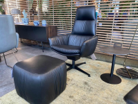 KFF - Sessel Faye Casual Leder Sauvage Schwarz 5 Sternfuß Metall Schwarz Inklusive Hocker - 5