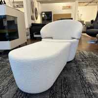 Werther - Sessel Trick Stoff Filippo Uecher Scapigliata 20 Linen Creme Drehteller Schwarz Inklusive Hocker - 6