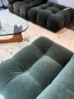 B&B Italia - Garnitur Camaleonda Stoff Licata Waldgrün mit Hocker Stoff Elmas Olivgrün Metall Chrom Glänzend - 5
