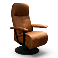 himolla - Sessel 7357 Easy Swing L Leder 24 Longlife Yukon Braun Drehteller Metall Schwarz Mit Manueller Relaxfunktion - 7