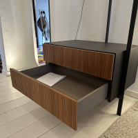 Novamobili - Garderobe Easy Metallrahmen Schwarz Brüniert Schubkasten Nussbaum Canaletto Mit Spiegel - 5