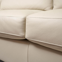 Bielefelder Werkstätten - Sofa Saloni Leder Normandie Kiesel BW 0140 020 Beige Gestell Eiche Wengefarbig - 6