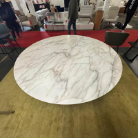 Porro - Esstisch Materic Platte Marmor Calacatta Oro Weiß Grau Matt Beschichtet Gestell Esche Natur - 4