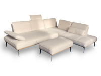 JOOP! - Ecksofa 8166 Stoff Canvas Natura Beige Holzrahmen Füße Schwarz Inklusive Hocker - 2