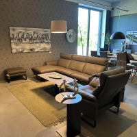 Erpo - Ecksofa Lucca Leder Loden 43 164 Braun Metallkufe Schwarz Inklusive Sessel Und Hocker - 2