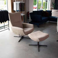 Jori - Relaxsessel Time Out Nubukleder Cream Braun 4 Sternfuß Bronze Inklusive Hocker - 3