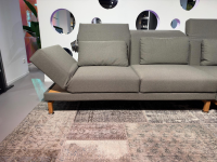 Brühl - Ecksofa Moule Medium Stoff 3677 0095 Grau Tellerfüße Metall Glänzend Verchromt Mit Verstellung Und Tischablage - 3