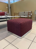 Flexform - Outdoor Flechthocker Phuket Geflecht Kordel Bordeaux 8002 Rot Basis Aluminium Elektropoliert - 4