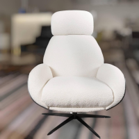 IP Design - Trinity Sessel Holzschale Schwarz Gebeizt Stoff Queen BW1775-171 Beige Weiß - 2