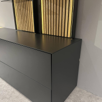 Hartmann - Anbauwand Selino Birke Massiv Anthrazit Lackiert Mit Beleuchtung - 8