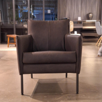 Bert Plantagie - Sessel Dalia Bezug Leder Timber LT0309 Cioccolate Schwarz Gestell Rundrohr Fein Struktur 100 Kohl Schwarz - 7