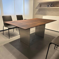 Draenert - Esstisch Atlas Platte Naturholz Amerikanischer Nussbaum Gestell Metall - 10