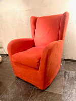 Contur - Sessel Sergio Stoff Chenille Terracotta Rot Inklusive Hocker - 7