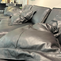 Tommy M - Ecksofa Al Jazar Leder Cuba Black Schwarz mit Kissen - 4