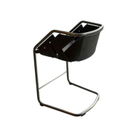 Henge - 2er-Set Barhocker Strip Leder Phantom Testa Di Moro Anthrazit Gestell Titan Poliert - 2