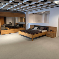 Hülsta - Schlafzimmer Acrea Bett Leder Braun Schwarz Und Strukturbuche Konsolen Mit Schubkästen - 5