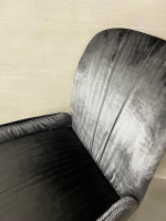 Hülsta - Stuhl S1000 Stoff Velour Glänzend Blaugrau Gestell Anthrazit - 4