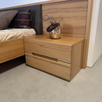 Hülsta - Schlafzimmer Acrea Bett Leder Braun Schwarz Und Strukturbuche Konsolen Mit Schubkästen - 8