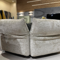 Contur - Wohnlandschaft CO Motone Stoff Lyon 07 Papyrus Beige Grau Fuß Verdeckter Gleiter Inklusive Kissen - 2