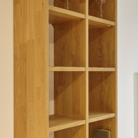 Mobilari - Wohnwand Cubus Pure Eiche Massiv Natur Geölt Glas Matt Dunkelbraun Und Sand Beige - 8