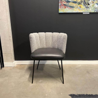 KFF - Stuhl Gaia Leder Sauvage Dunkel Braun Rücken Stoff Ascot Sand Hell Beige 4 Fuß Rundrohrgestell Schwarz - 3