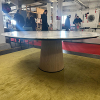 Porro - Esstisch Materic Platte Marmor Calacatta Oro Weiß Grau Matt Beschichtet Gestell Esche Natur - 7