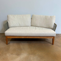 Tribù - Outdoor Sofa Mood Sitzkissen Stoff Natural Beige Gestell Teakholz Rückenlehne Geflecht Moss Grün Grau - 6