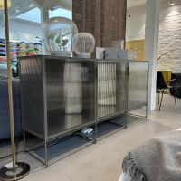 Ligne Roset - Vitrine Canaletto Front Klarglas Korpus Lack Bleigrau Inklusive LED Beleuchtung - 5