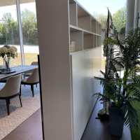 Molteni & C - Raumteiler 505 in Lack Kieselgrau mit Glastüren Schwarz Chrom - 10