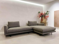 Bielefelder Werkstätten - Ecksofa Long Island Stoff Mara 292 Grau Gestell Metall-Fuß Schwarz Matt Oberfläche Schwarz Gebeizt Verstellbare Rückenkissen Inkl. Sofakissen - 4