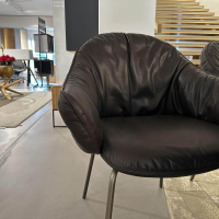 Freifrau - 6er Set Armchair Marie Leder Adora Canelo 95007 Schwarz 4 Fuß Stahlgestell Bronze Lasur Schwarz - 4