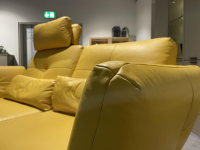 Mondo - Sofa Assea R Leder Cento 620 Gialto T Gelb Metallfuß 498 Chrom Glänzend Inklusive Kissen - 5