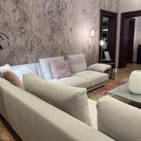 Walter Knoll - Ecksofa Grand Suite Stoff Lino 7707 Shadow Grau Beige Untergestell Massivholz Schwarz Lackiert Inkl. Ablage Leder Saddle Coffee Braun - 4