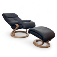 himolla - Sessel 7037 Zero Stress Echtleder Longlife Black Schwarz Gestell Buche Inklusive Hocker - 5