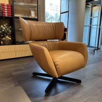 Montis - Sessel George Leder Cognac Braun Gestell Drehfuß Eiche Carbon Schwarz - 4