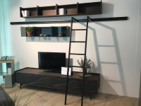 San Giacomo - Wohnwand Mit Sideboard Cabaret Front Schwarz Korpus Eiche Element Domino Glas Schwarz Element Domino Eiche - 2