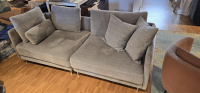 Sophisticated Living - Sofa Hanapepe Stoff Indecence 02 Velour Grau Füße Aluminium Ohne Tisch Und Kissen - 4