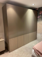 Sudbrock - Wardrobe Miria fronts smooth lacquer Sienna 465 oak Sahara 129 fluted with lighting - 6