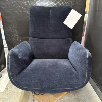 COR - Loungesessel Jalis Stoff 8146 Blau Violett Tellerfuß Feinstruktur Schwarz Mit Kippmechanik Und Hocker - 9