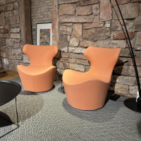 B&B Italia - 2er-Set Drehsessel Papilio Piccola Bezug Stoff Sidro 2059793 Korall Orange Fuß Aluminium Lackiert - 5