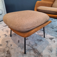 Knoll International - Relax Chair Womb Stoff Colorado Grau Braun Und Ultrasuede Braun Gestell Metall Schwarz - 5