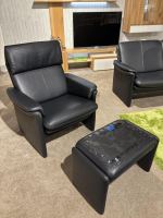 Erpo - Garnitur City Leder 43.876 Dunkelblau mit Sessel und Hocker - 2