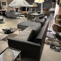 Artanova - Ecksofa Dyo Leder L3162G Silky Grau Fuß Aluminium Matt Gebürstet Mit Wendekissen - 7