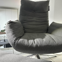 COR - Lounge Sessel Cordia Stoff 7009 Antharzit Korpus Leder Semi 282 Basalt Schwarz Gestell Aluminium Poliert Inklusive Hocker - 8