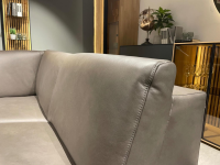 Rom - Ecksofa MR 9120 R Leder Kenia Grey Grau Füße 01BL Black Schwarz - 5